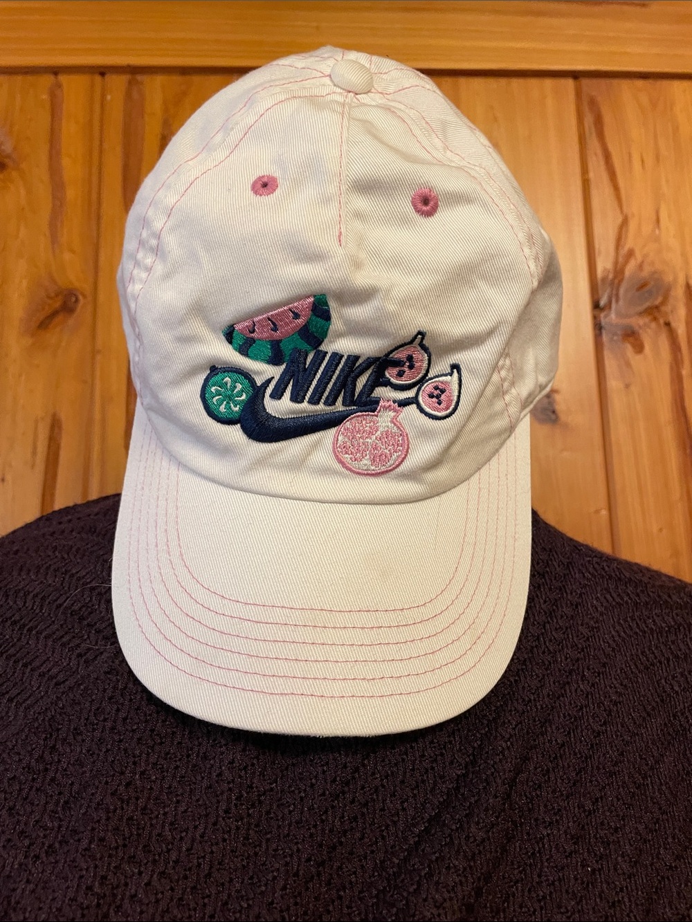 Nike Kids Cream Cap with Pink & Green Fruit Embroidery fruit club